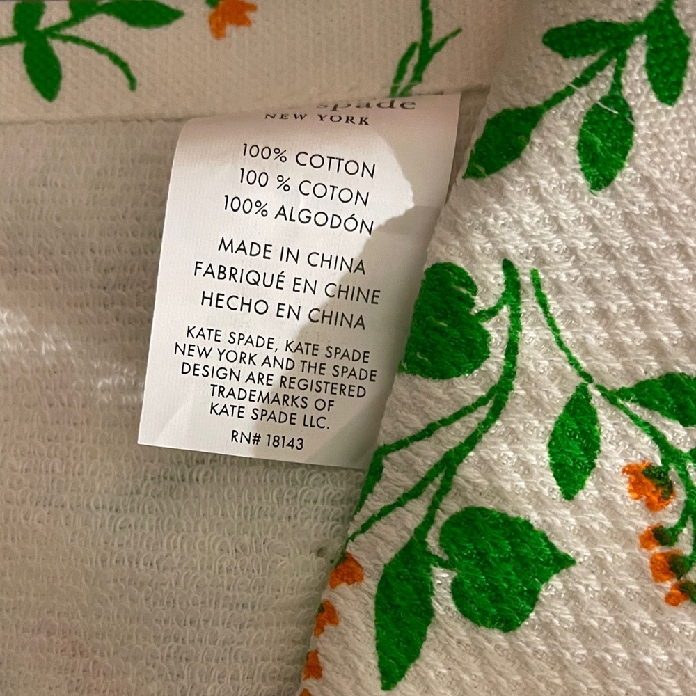 Kate Spade Multicolor Floral Fabric Kitchen Towels - Picture 2 of 3